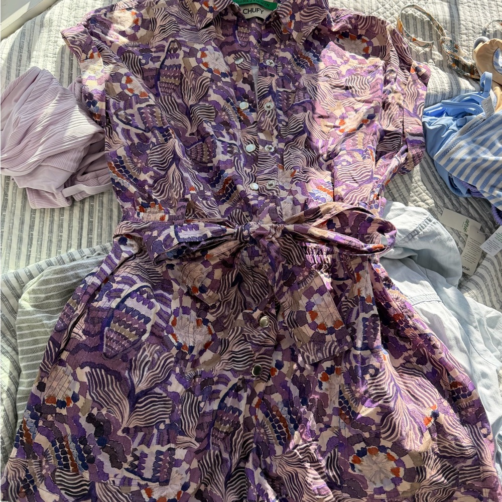 Chaps Purple Abstract Jumpsuit